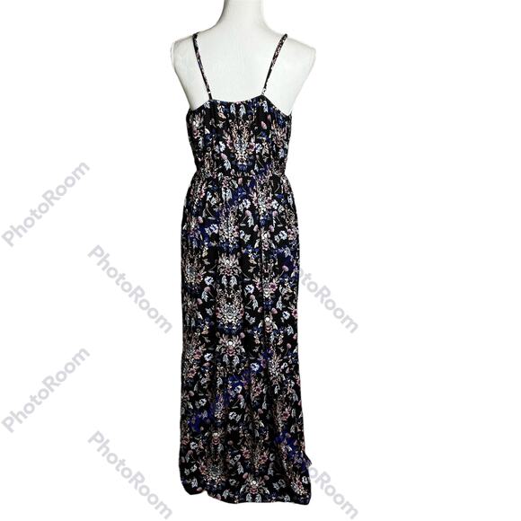 Pink Rose Maxi Dress Women’s SZ L Spaghetti Strap Keyhole Wrap Top Floral Print - Picture 3 of 6